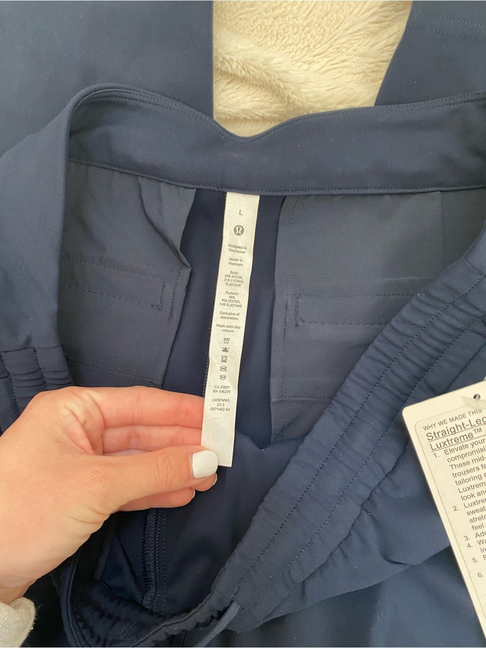 NWT Lululemon Straight-Leg Mid-Rise Luxtreme Pant Regular True Navy Sz L - Picture 8 of 9